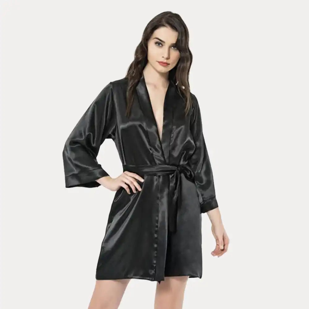 La Joie short satin luxury gown